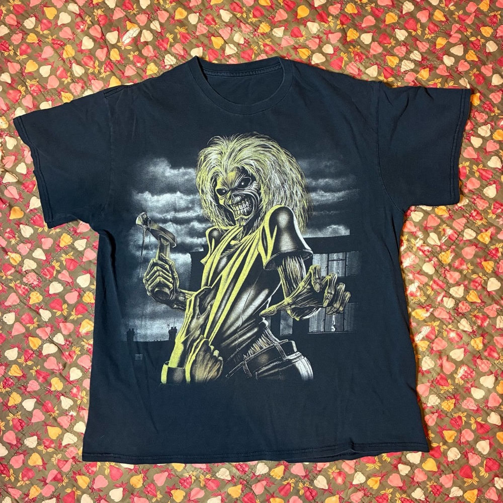 Vintage 90s Iron Maiden Killers Tour Black Faded Short Sleeve Band Tee Size M